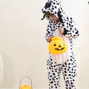 Halloween Dalmation Dog Costume Fleece Cozy Black and White Kids Pajamas 2-3T